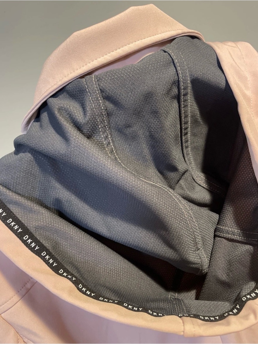 DKNY Blush Pink Trench Coat with Hood - Picture 6 of 9